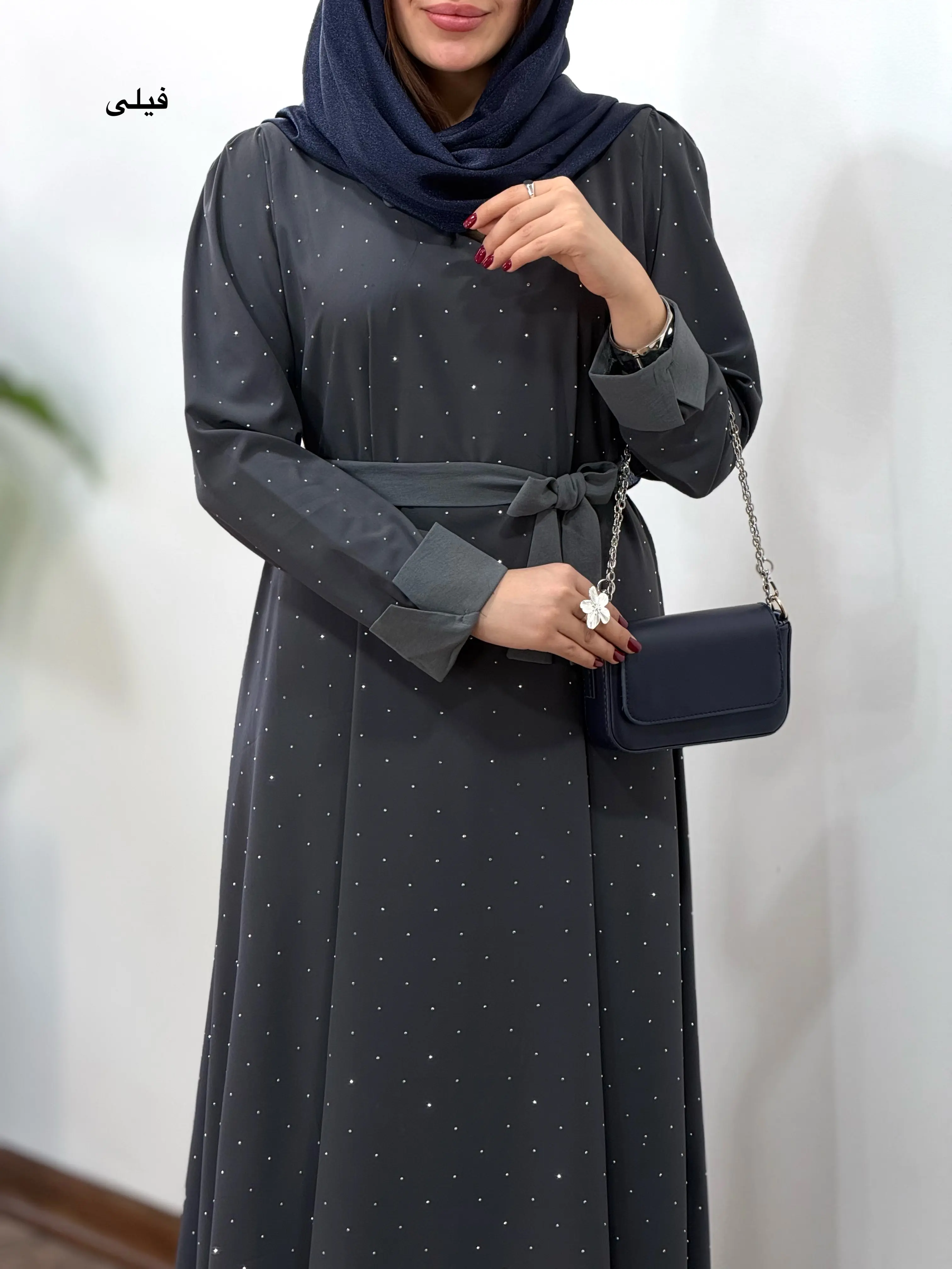 پیراهن مانتویی بلند نگین